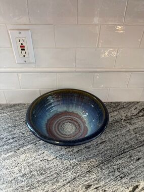 Signed Handmade Bill Campbell Studio Art Pottery 10” Glazed Serving Bowl